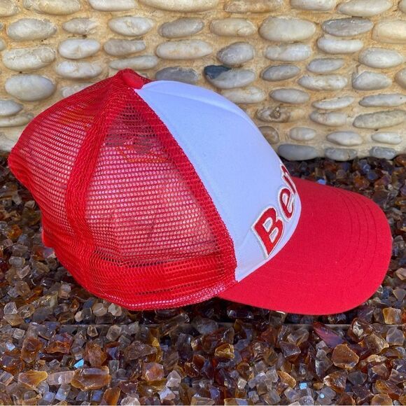 NWT New Bench Settleup Red/White Logo Mesh Baseball Cap Adjustable Snap Back OS - Picture 2 of 7